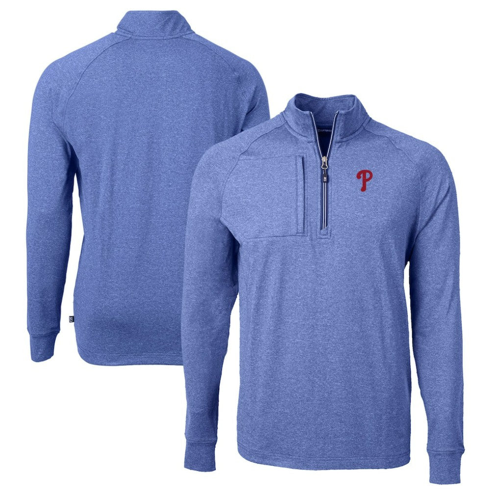 Philadelphia Phillies Cutter & Buck Adapt Eco Knit Stretch Recycled Quarter-Zip Pullover Top - MLB Pullover
