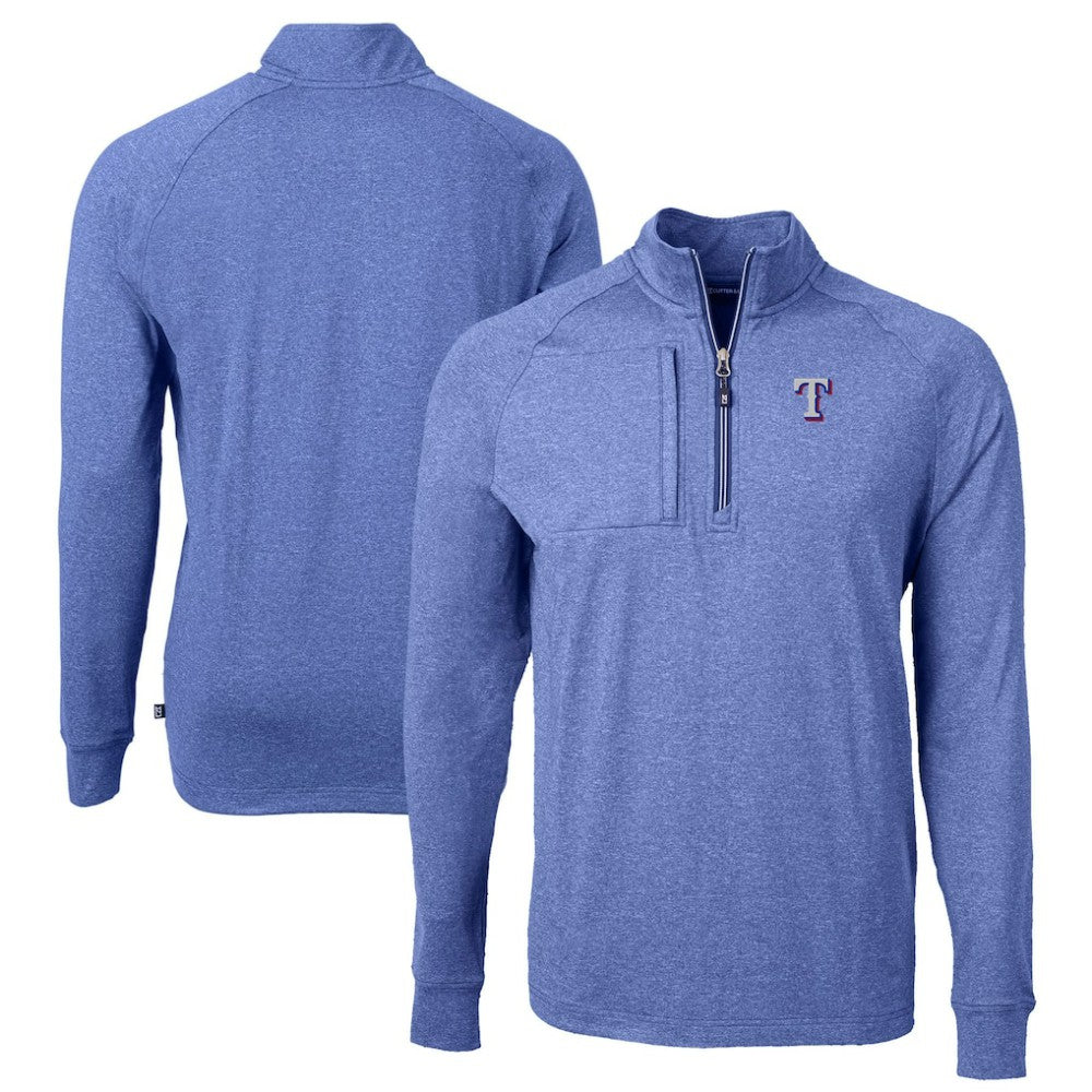 Texas Rangers Cutter & Buck Adapt Eco Knit Stretch Recycled Quarter-Zip Pullover Top - MLB Pullover