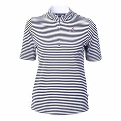 Atlanta Braves Cutter & Buck Women's Virtue Eco Pique Stripe Recycled Quarter-Zip Pullover Top - MLB Pullover