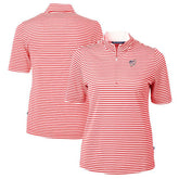 Washington Nationals Cutter & Buck Women's Virtue Eco Pique Stripe Recycled Quarter-Zip Pullover Top - MLB Pullover