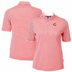 Cincinnati Reds Cutter & Buck Women's Virtue Eco Pique Stripe Top - MLB Tops