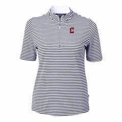 Cleveland Guardians Cutter & Buck Women's Virtue Eco Pique Stripe Top - MLB Tops