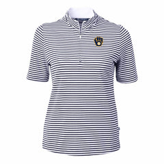 Milwaukee Brewers Cutter & Buck Women's Virtue Eco Pique Stripe Top - MLB Tops