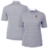 Philadelphia Phillies Cutter & Buck Women's Virtue Eco Pique Stripe Top - MLB Tops