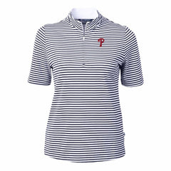 Philadelphia Phillies Cutter & Buck Women's Virtue Eco Pique Stripe Top - MLB Tops
