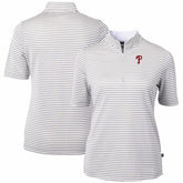Philadelphia Phillies Cutter & Buck Women's Virtue Eco Pique Stripe Top - MLB Tops