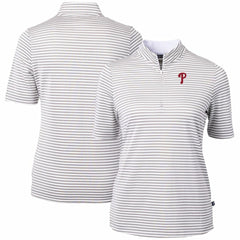 Philadelphia Phillies Cutter & Buck Women's Virtue Eco Pique Stripe Top - MLB Tops