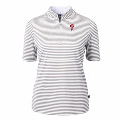 Philadelphia Phillies Cutter & Buck Women's Virtue Eco Pique Stripe Top - MLB Tops