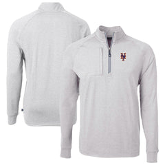 New York Mets Cutter & Buck Big & Tall Adapt Eco Knit Stretch Recycled Quarter-Zip Pullover Top - MLB Pullover