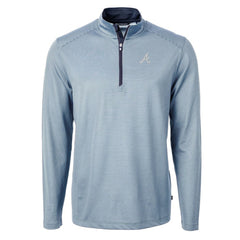 Atlanta Braves Cutter & Buck Virtue Eco Pique Micro Stripe Big & Tall Recycled Quarter-Zip Pullover Top - MLB Pullover