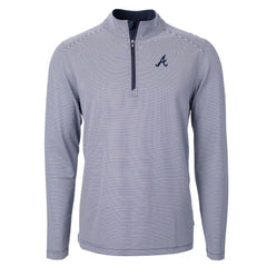 Atlanta Braves Cutter & Buck Virtue Eco Pique Micro Stripe Big & Tall Recycled Quarter-Zip Pullover Top - MLB Pullover