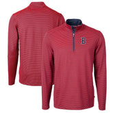 Boston Red Sox Cutter & Buck Virtue Eco Pique Micro Stripe Big & Tall Recycled Quarter-Zip Pullover Top - MLB Pullover