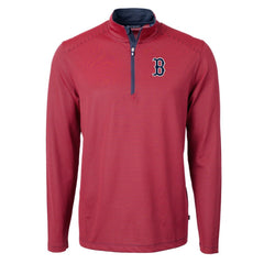 Boston Red Sox Cutter & Buck Virtue Eco Pique Micro Stripe Big & Tall Recycled Quarter-Zip Pullover Top - MLB Pullover