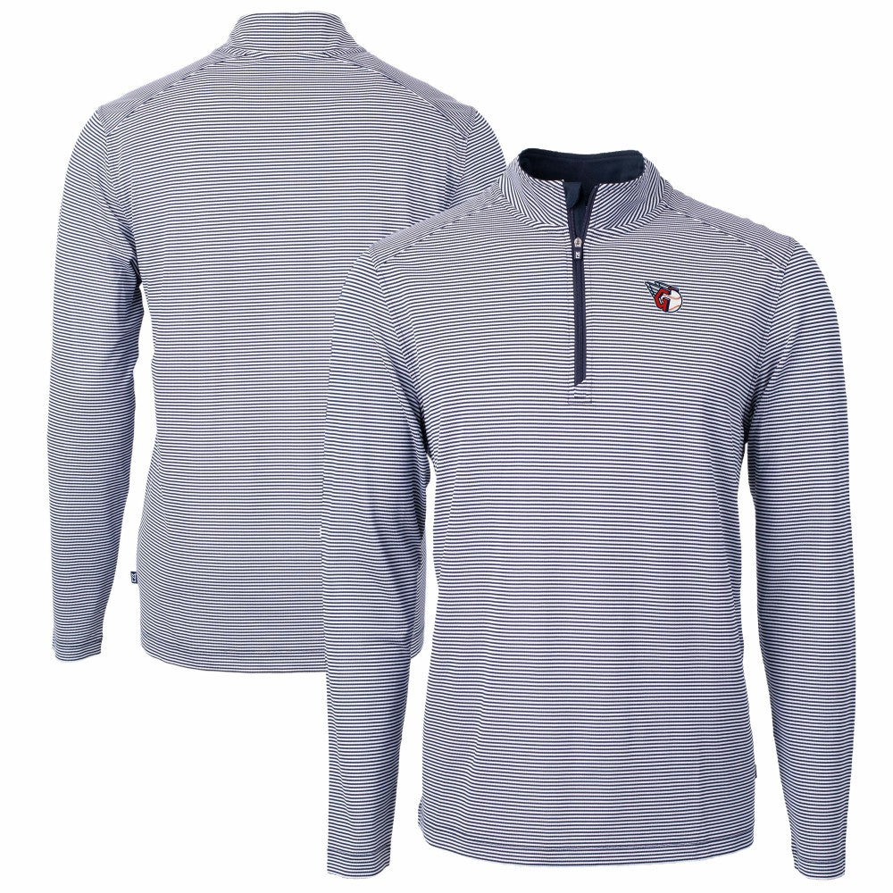 Cleveland Guardians Cutter & Buck Virtue Eco Pique Micro Stripe Big & Tall Recycled Quarter-Zip Pullover Top - MLB Pullover