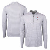 Cleveland Guardians Cutter & Buck Virtue Eco Pique Micro Stripe Big & Tall Recycled Quarter-Zip Pullover Top - MLB Pullover
