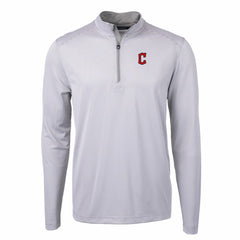 Cleveland Guardians Cutter & Buck Virtue Eco Pique Micro Stripe Big & Tall Recycled Quarter-Zip Pullover Top - MLB Pullover