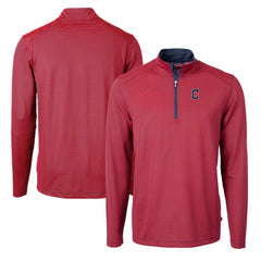 Cleveland Guardians Cutter & Buck Virtue Eco Pique Micro Stripe Big & Tall Recycled Quarter-Zip Pullover Top - MLB Pullover