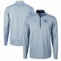Kansas City Royals Cutter & Buck Virtue Eco Pique Micro Stripe Big & Tall Recycled Quarter-Zip Pullover Top - MLB Pullover