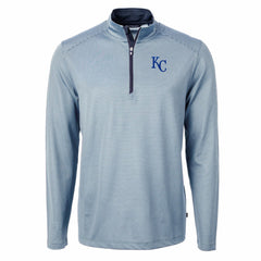 Kansas City Royals Cutter & Buck Virtue Eco Pique Micro Stripe Big & Tall Recycled Quarter-Zip Pullover Top - MLB Pullover