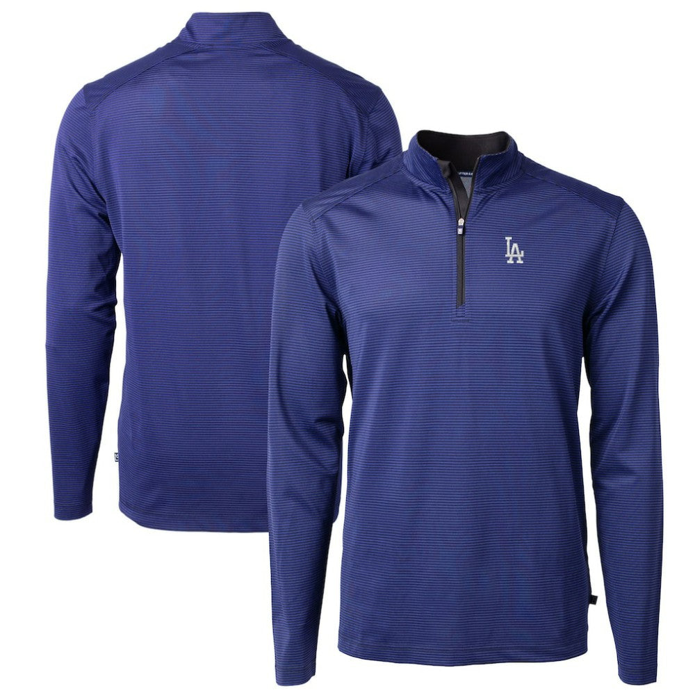 Los Angeles Dodgers Cutter & Buck Virtue Eco Pique Micro Stripe Big & Tall Recycled Quarter-Zip Pullover Top - MLB Pullover