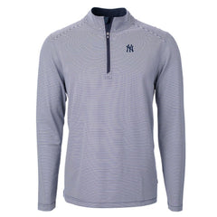 New York Yankees Cutter & Buck Virtue Eco Pique Micro Stripe Big & Tall Recycled Quarter-Zip Pullover Top - MLB Pullover