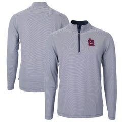 St. Louis Cardinals Cutter & Buck Virtue Eco Pique Micro Stripe Big & Tall Recycled Quarter-Zip Pullover Top - MLB Pullover