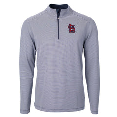 St. Louis Cardinals Cutter & Buck Virtue Eco Pique Micro Stripe Big & Tall Recycled Quarter-Zip Pullover Top - MLB Pullover