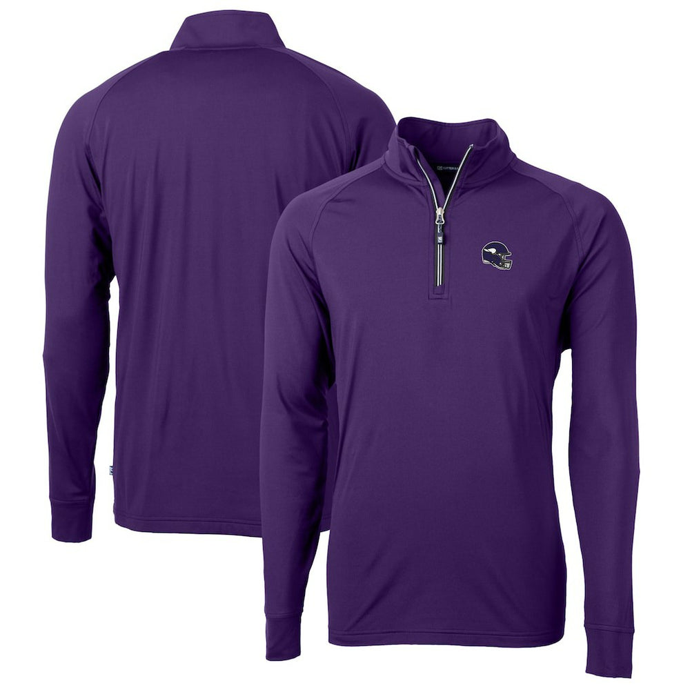 Minnesota Vikings Cutter & Buck Helmet Adapt Eco Knit Stretch Recycled Quarter-Zip Pullover Top | NFL Discount