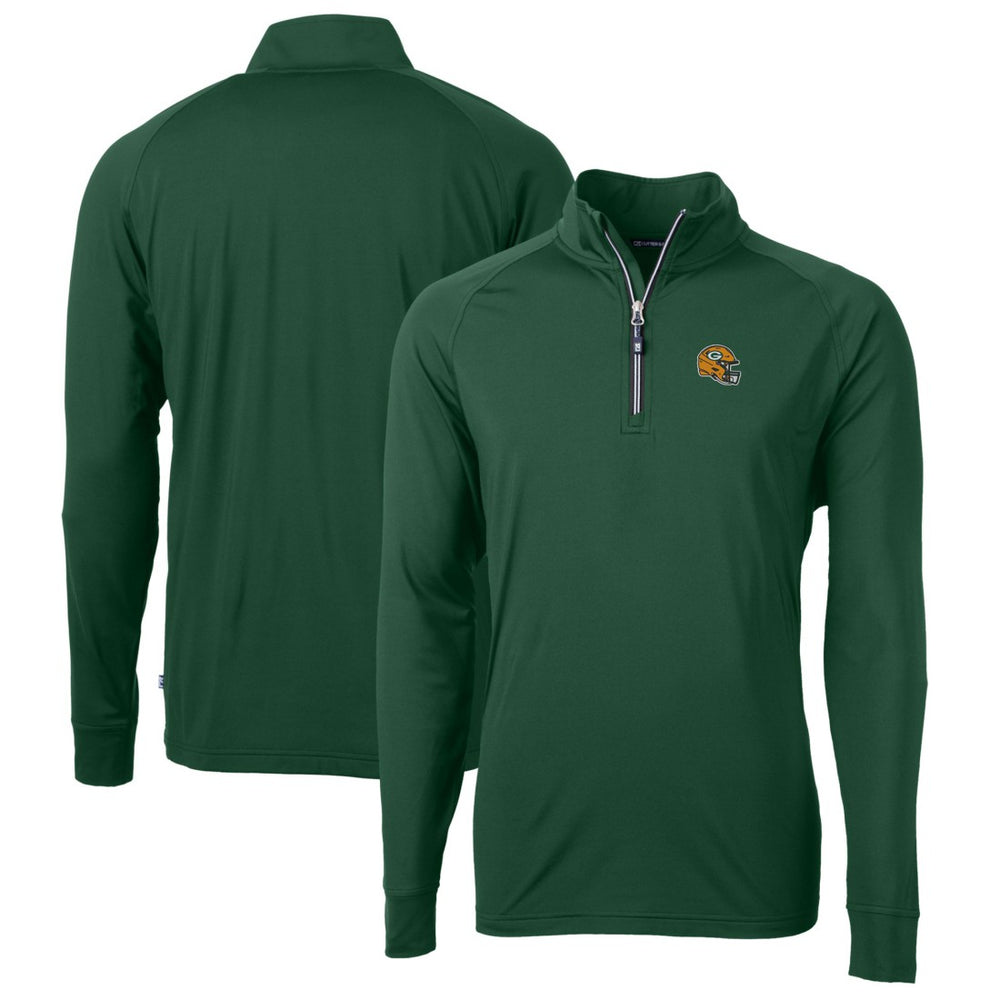 Green Bay Packers Cutter & Buck Helmet Adapt Eco Knit Stretch Recycled Quarter-Zip Pullover Top | NFL Discount