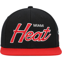 Black Miami Heat Hardwood Classics MVP Team Script 2.0 Snapback Hat | NBA