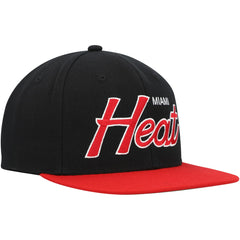 Black Miami Heat Hardwood Classics MVP Team Script 2.0 Snapback Hat | NBA