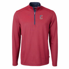Cleveland Guardians Cutter & Buck Americana Logo Virtue Eco Pique Stripe Recycled Quarter-Zip Pullover Top - MLB Pullover