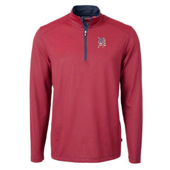 Detroit Tigers Cutter & Buck Americana Logo Virtue Eco Pique Stripe Recycled Quarter-Zip Pullover Top - MLB Pullover