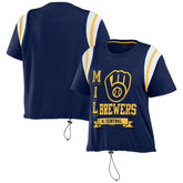 Milwaukee Brewers WEAR by Erin Andrews Women's Cinched Colorblock T-Shirt - MLB T-shirts