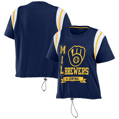 Milwaukee Brewers WEAR by Erin Andrews Women's Cinched Colorblock T-Shirt - MLB T-shirts