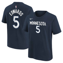 Navy Anthony Edwards Minnesota Timberwolves Youth Icon Name & Number T-Shirt | NBA