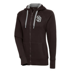 San Diego Padres Antigua Women's Brushed Metallic Victory Full-Zip Hoodie - MLB Hoodies