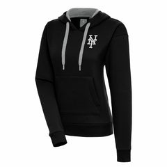 New York Mets Antigua Women's Brushed Metallic Victory Pullover Hoodie - MLB Hoodies