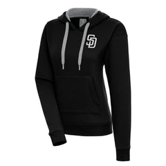San Diego Padres Antigua Women's Brushed Metallic Victory Pullover Hoodie - MLB Hoodies