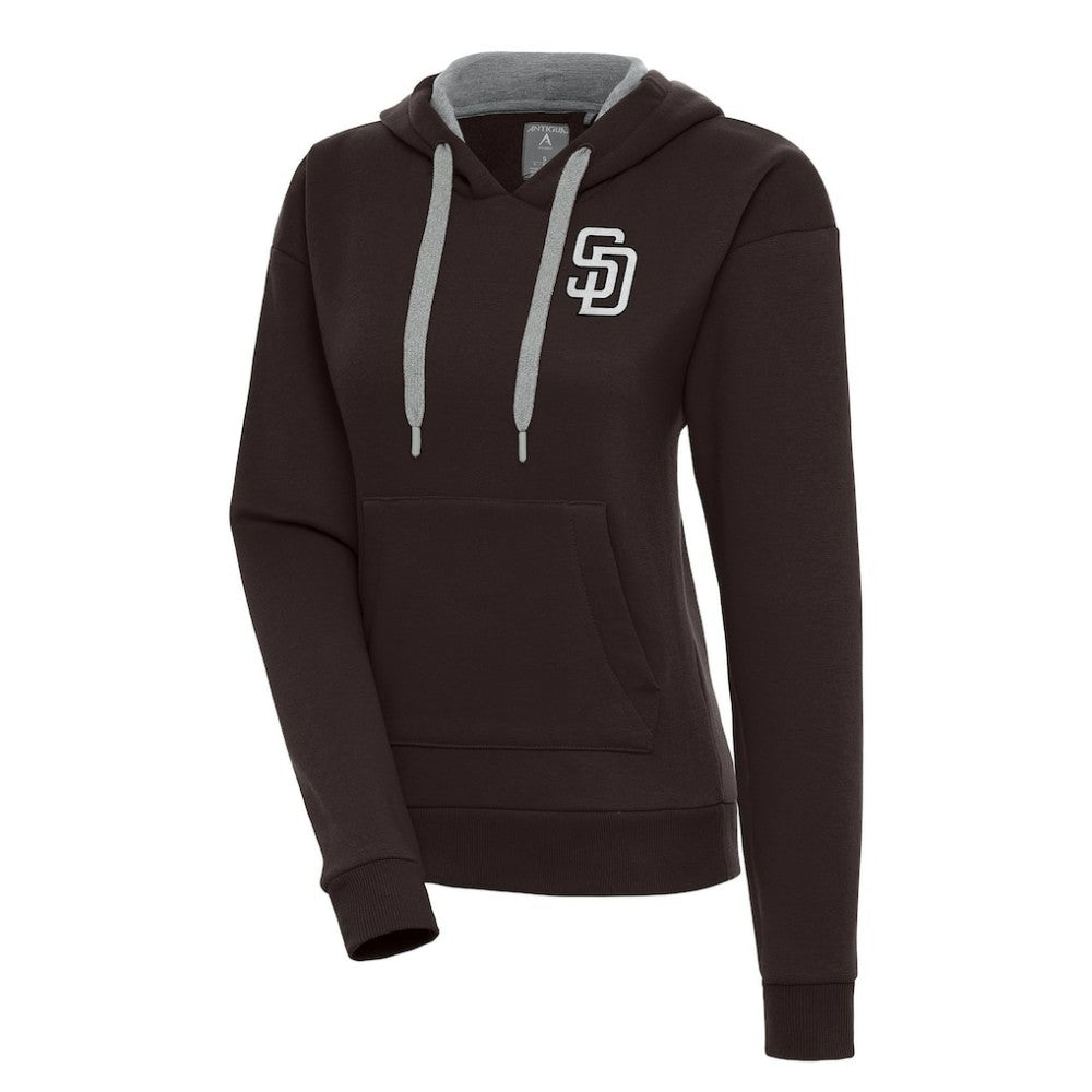 San Diego Padres Antigua Women's Brushed Metallic Victory Pullover Hoodie - MLB Hoodies