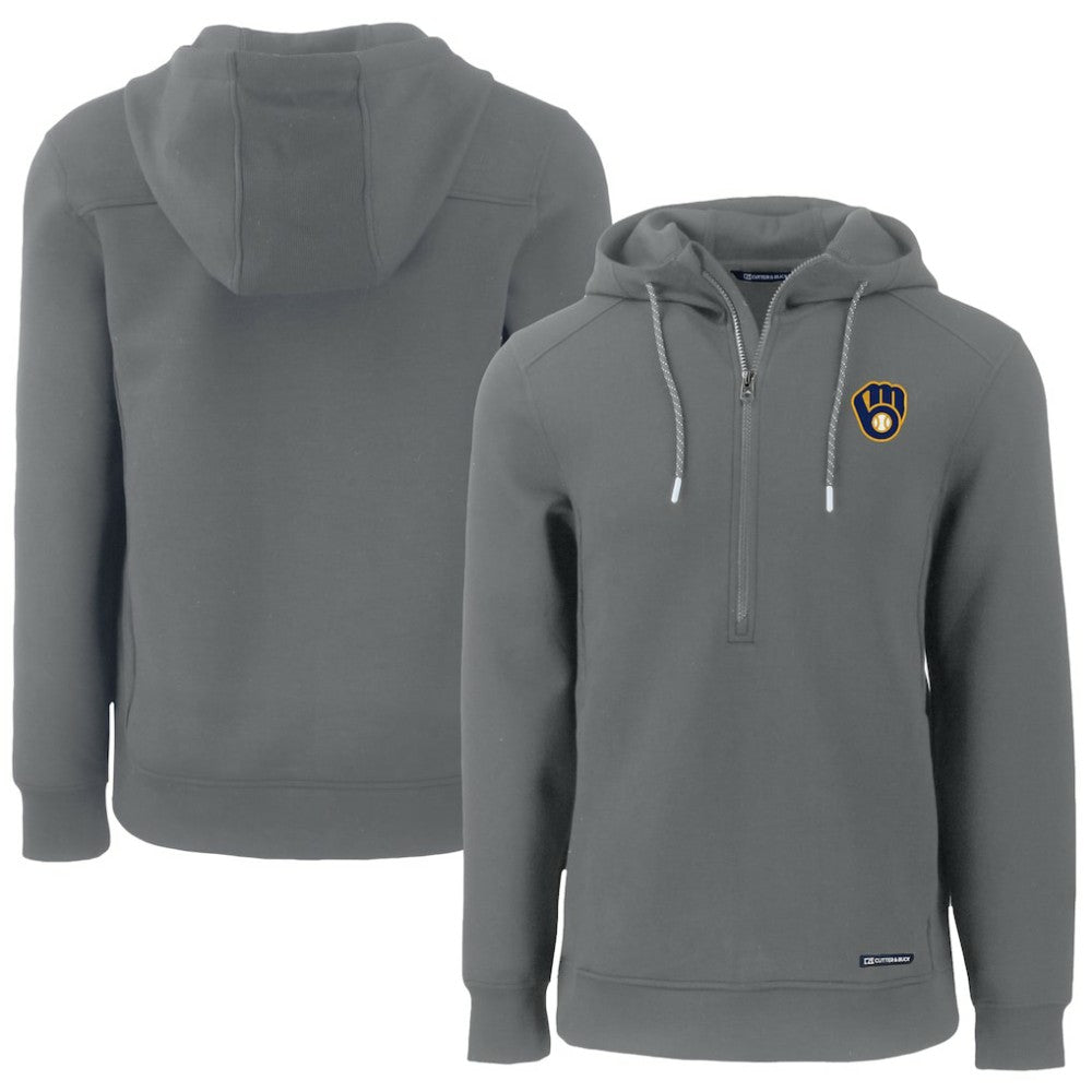 Milwaukee Brewers Cutter & Buck Roam Eco Half-Zip Recycled Pullover Hoodie - MLB Hoodies