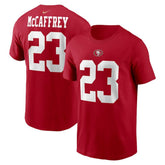 San Francisco 49ers Christian McCaffrey Player Name & Number T-Shirt | NFL Outlet