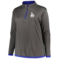 Los Angeles Dodgers Profile Women's Plus Size Quarter-Zip Jacket - MLB Jackets