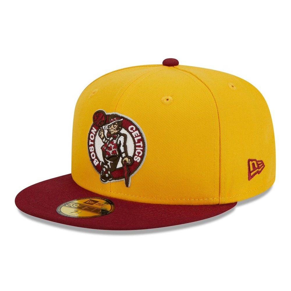 Yellow/Red Boston Celtics Fall Leaves 2-Tone 59FIFTY Fitted Hat | NBA