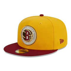 Yellow/Red Brooklyn Nets Fall Leaves 2-Tone 59FIFTY Fitted Hat | NBA