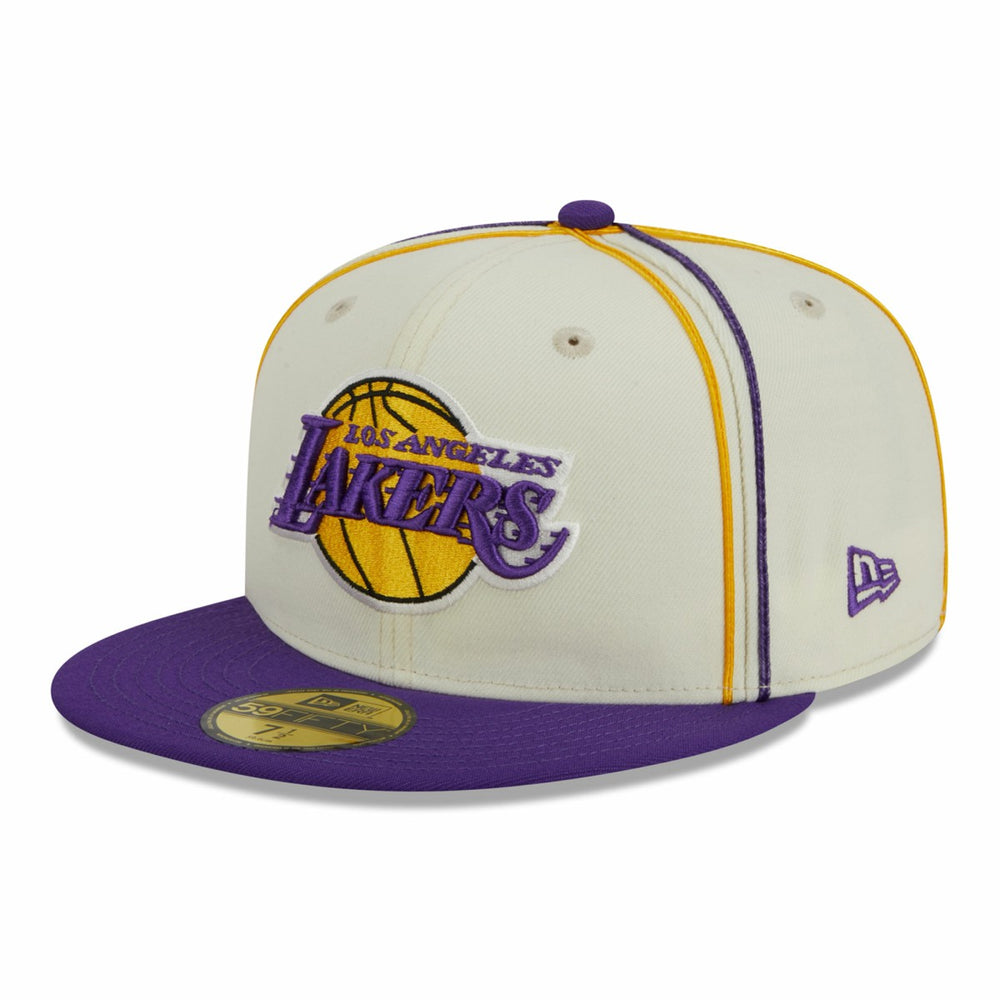 Cream/Purple Los Angeles Lakers Piping 2-Tone 59FIFTY Fitted Hat | NBA