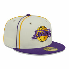 Cream/Purple Los Angeles Lakers Piping 2-Tone 59FIFTY Fitted Hat | NBA