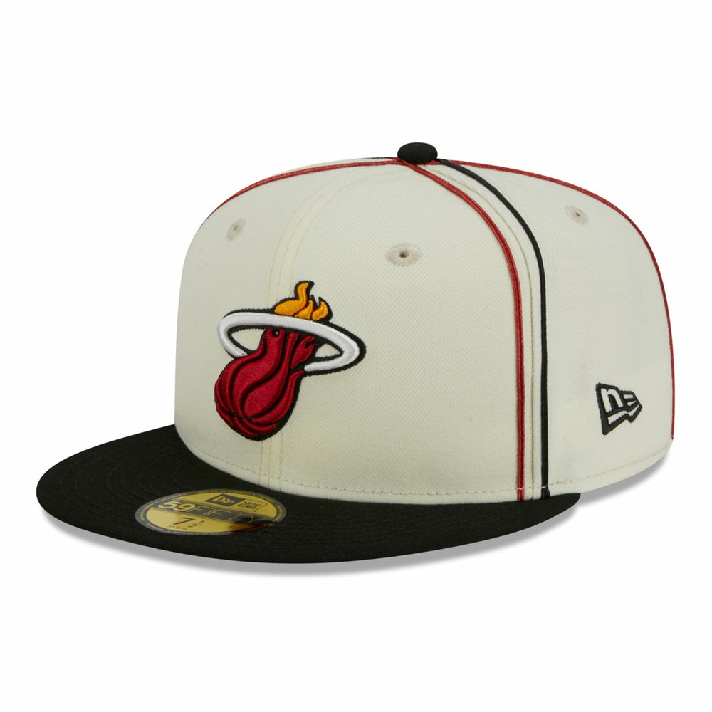 Cream/Black Miami Heat Piping 2-Tone 59FIFTY Fitted Hat | NBA