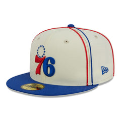 Cream/Royal Philadelphia 76ers Piping 2-Tone 59FIFTY Fitted Hat | NBA