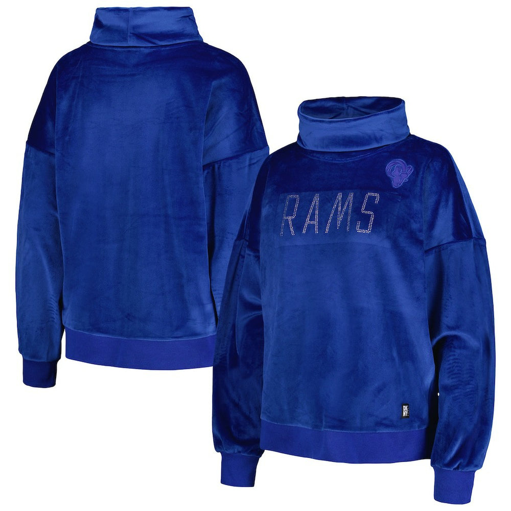 Los Angeles Rams DKNY Sport Women's Deliliah Rhinestone Funnel Neck Pullover Sweatshirt | NFL Hot